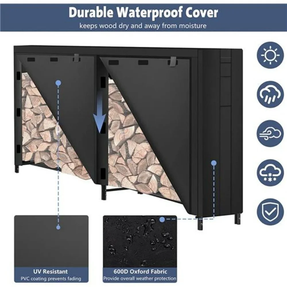 Firewood Rack With Cover For Outdoor And Indoor Use, Heavy Duty Firewood  8 Ft